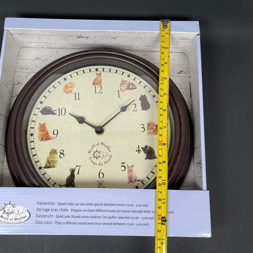 World of Weather Cats Clock Wall Decor Brown Novelty Sound Effects TF013 Meow